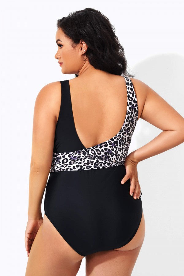 Leopard Sexy Wrapover Shaping One Piece Swimsuit