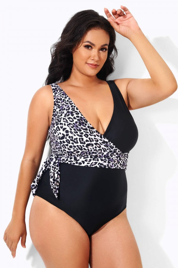 Leopard Sexy Wrapover Shaping One Piece Swimsuit