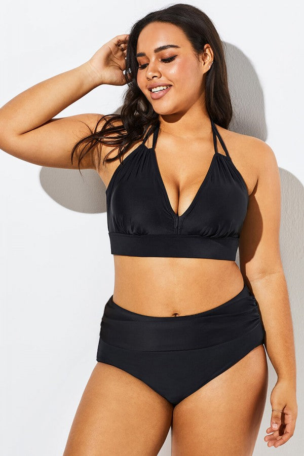 Copy of Black Sexy Scoop Neck High Waist Bikini Set