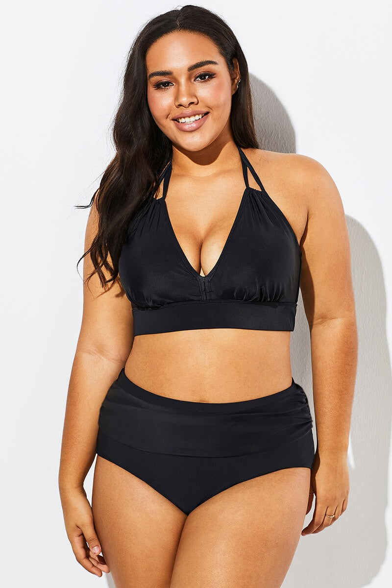 Copy of Black Sexy Scoop Neck High Waist Bikini Set