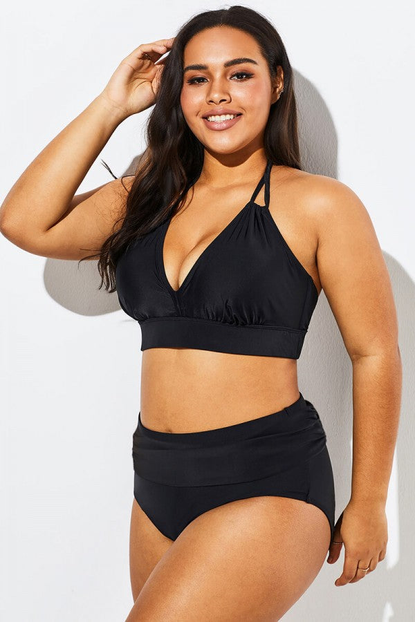 Copy of Black Sexy Scoop Neck High Waist Bikini Set