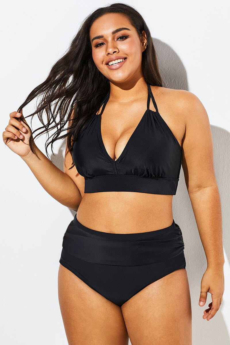 Copy of Black Sexy Scoop Neck High Waist Bikini Set