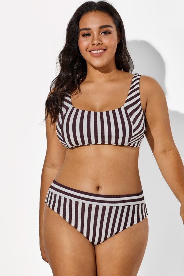 Stoked Ribbed High Leg Square Neck Bikini Set