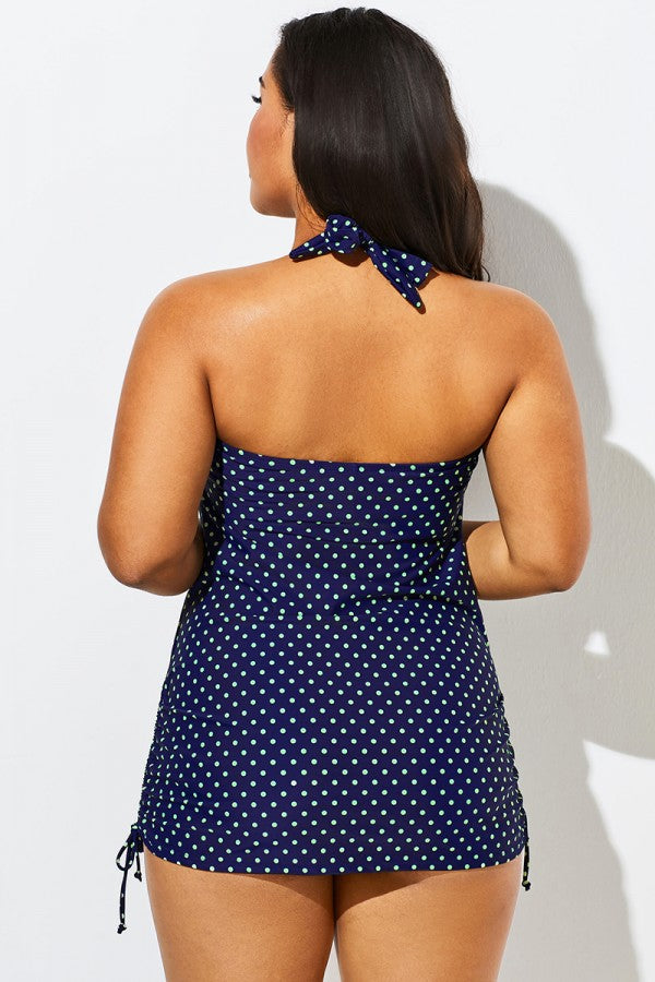 Blue Polka Dot One Piece Swimsuit for Women