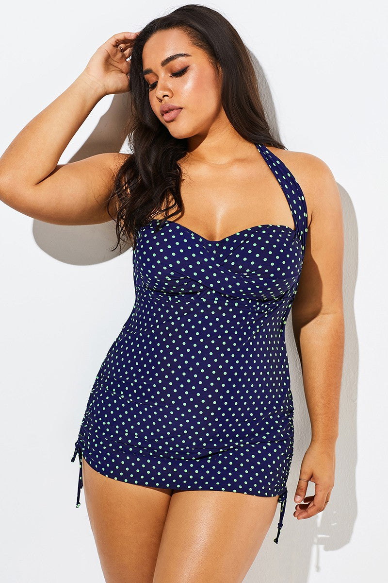 Blue Polka Dot One Piece Swimsuit for Women