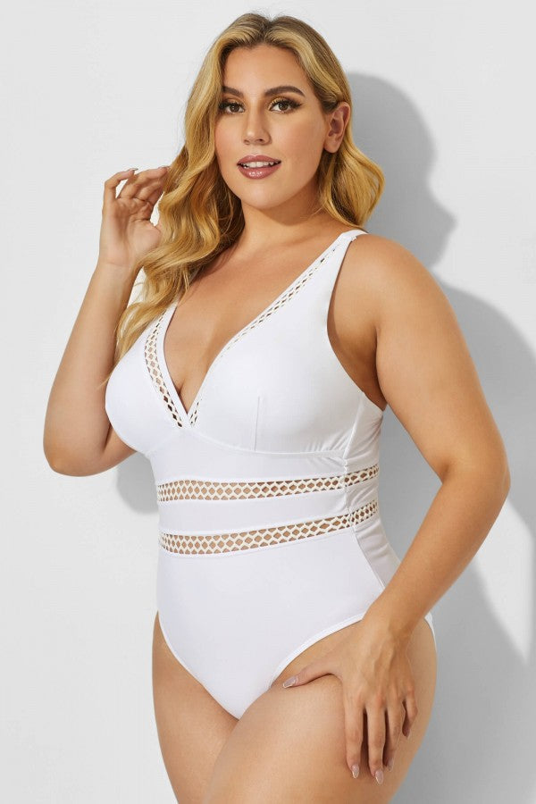 Boss Lattice Plunge V-neck One Piece Swimsuit