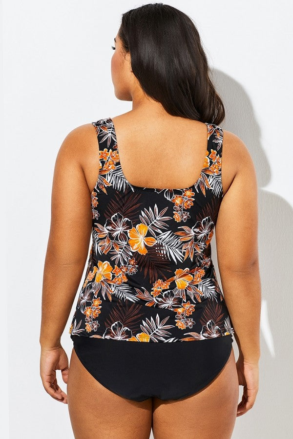 Floral Printed Scoopneck Tankini Swimwear for Lady