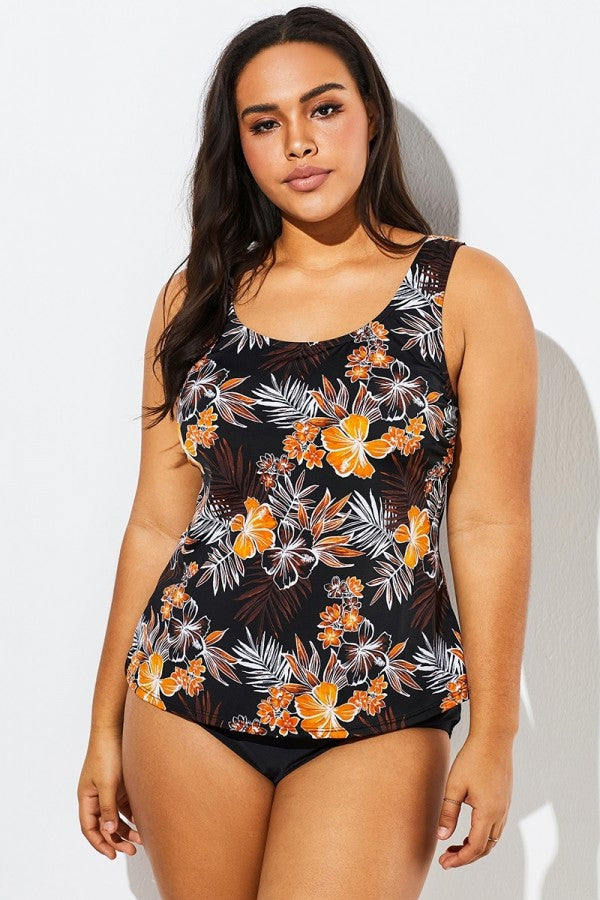 Floral Printed Scoopneck Tankini Swimwear for Lady