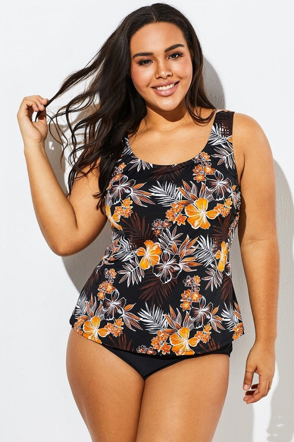 Floral Printed Scoopneck Tankini Swimwear for Lady