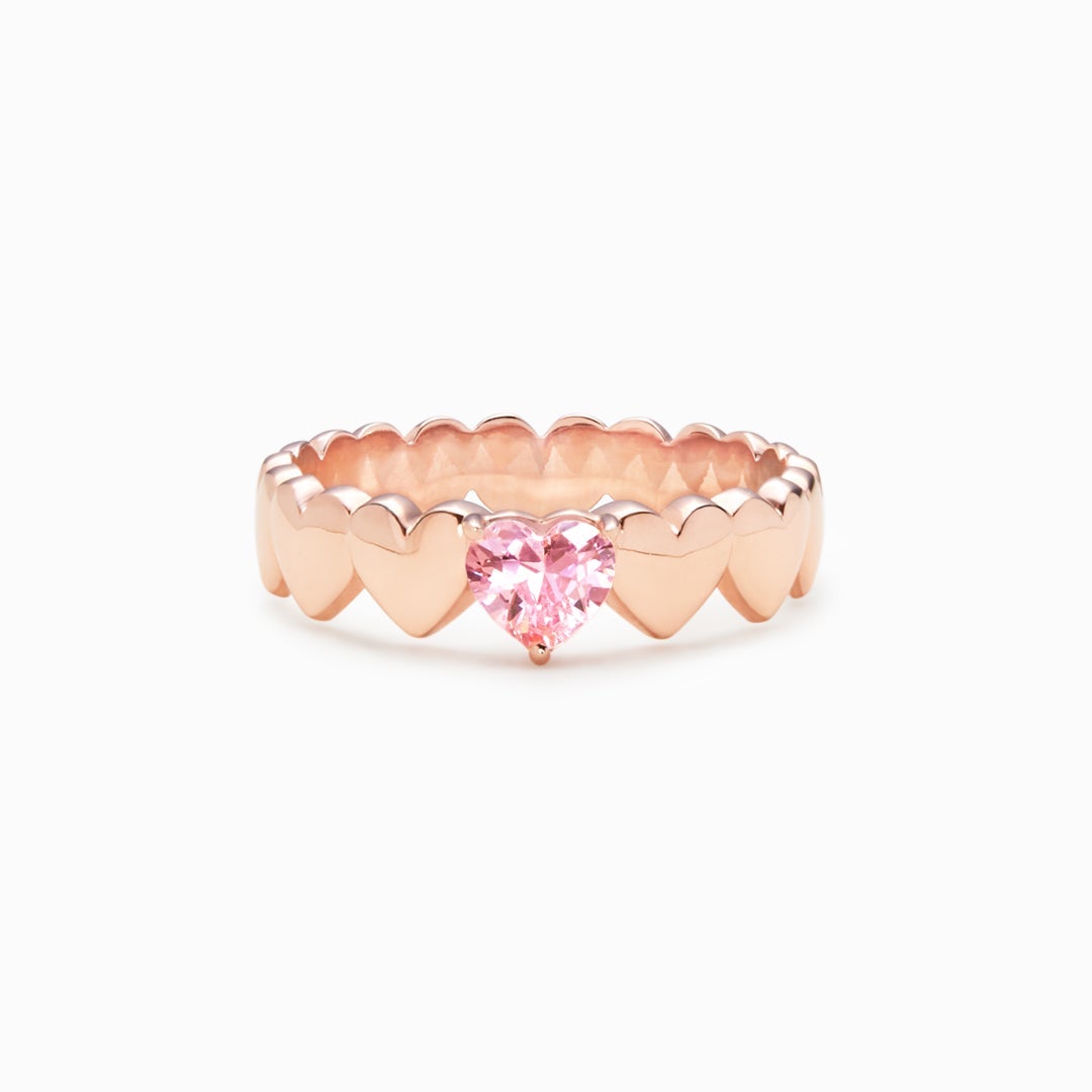 Sisters By Heart Rose Gold Engraved Heart Band Ring