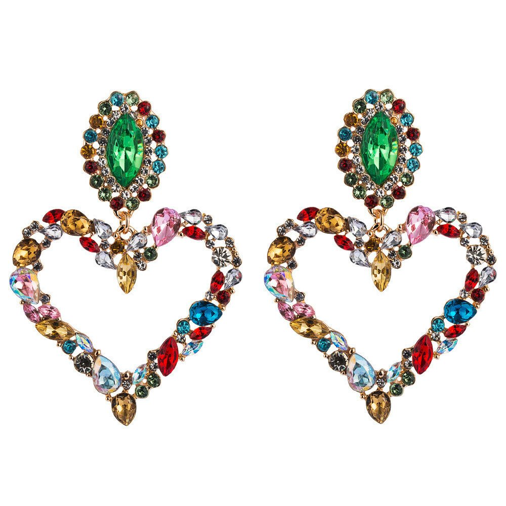 Heart-shaped diamond earrings