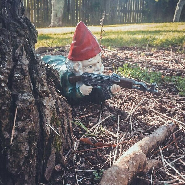 Funny Army Garden Gnome Statue