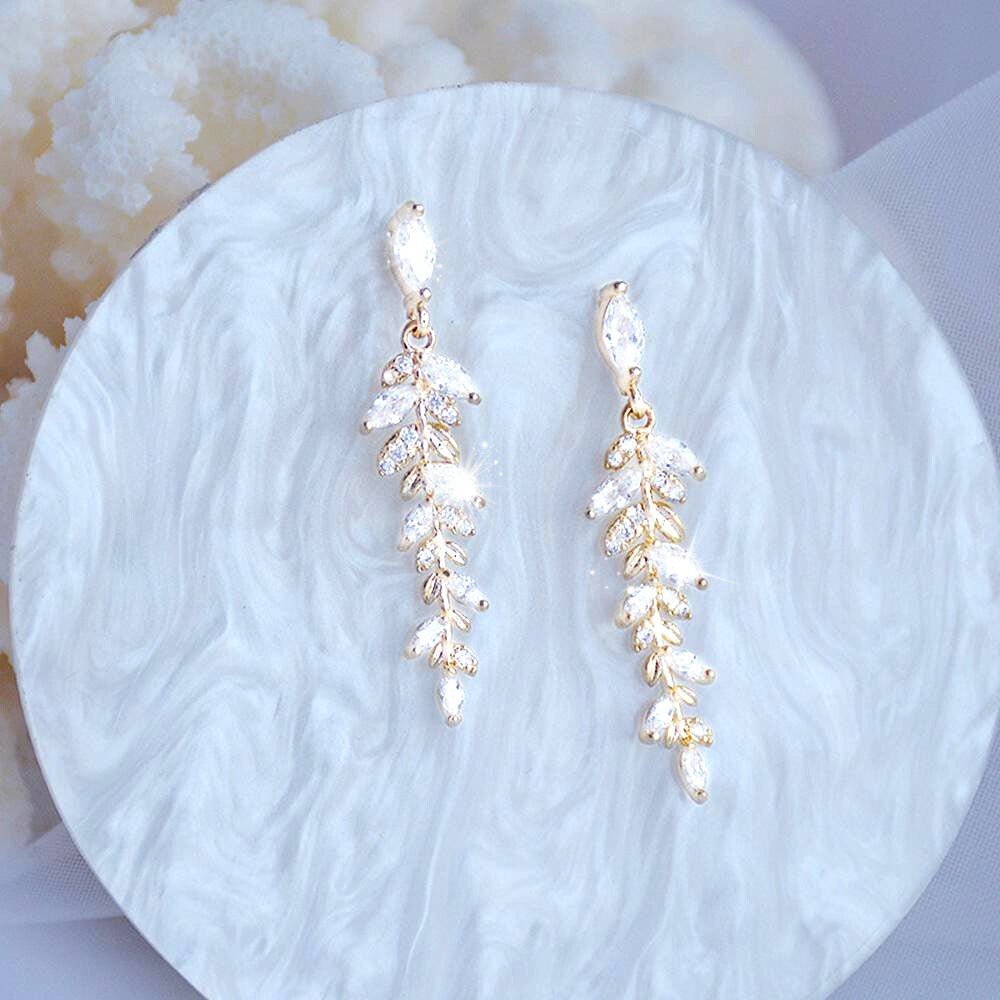 18K Gold Leaf Drop Earrings