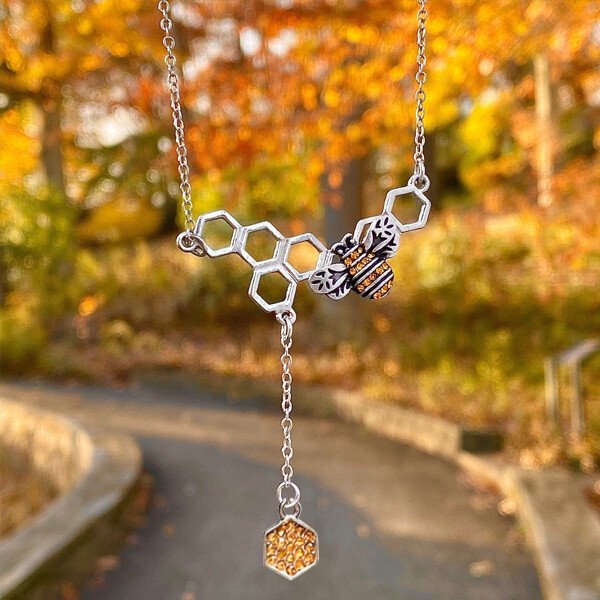 Bee Honeycomb Pendant Necklace