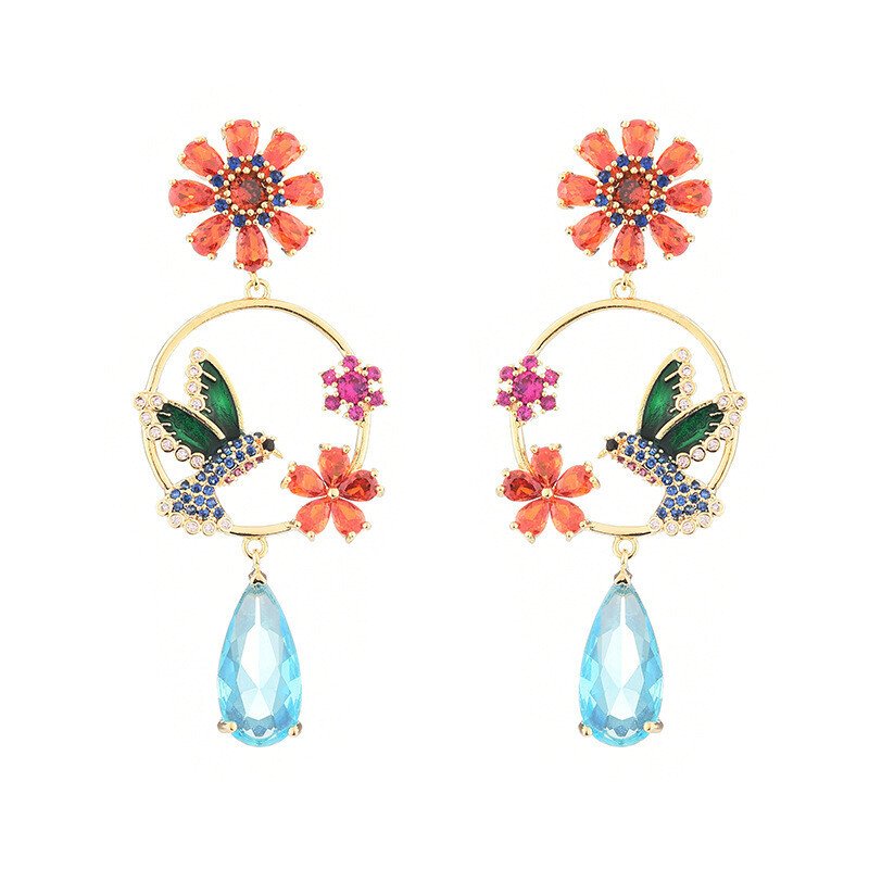 Hummingbird Flower Fashion Earrings