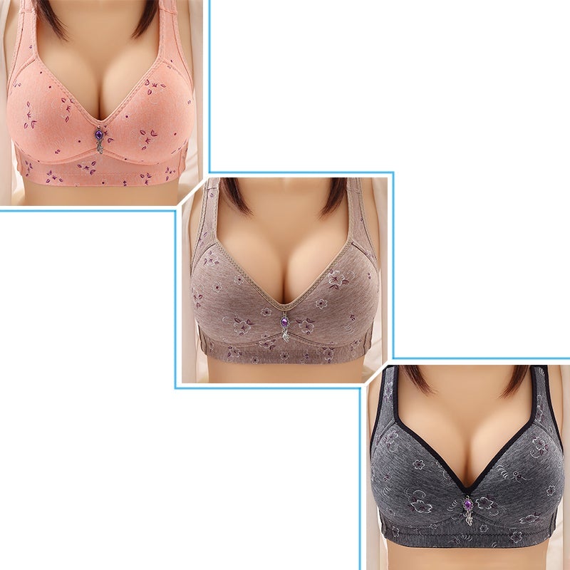 Thin section without rims Big Breast Small Vest Soft and Comfortable Push Up Bra