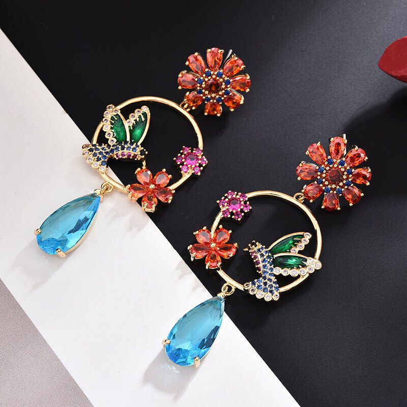 Hummingbird Flower Fashion Earrings