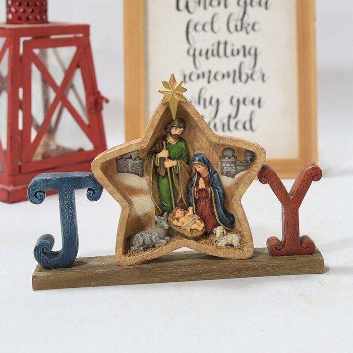 Nativity Scene Holy Family Carved