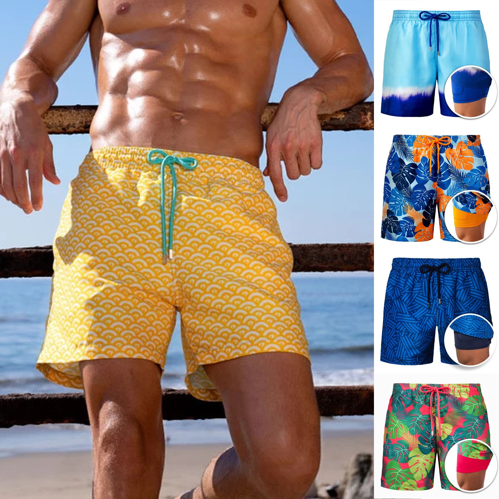 Double-layer beach pants