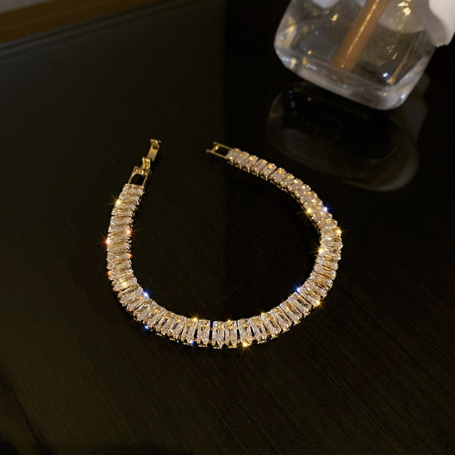 14K Alloy Zirconium Diamond Geometric Bracelet