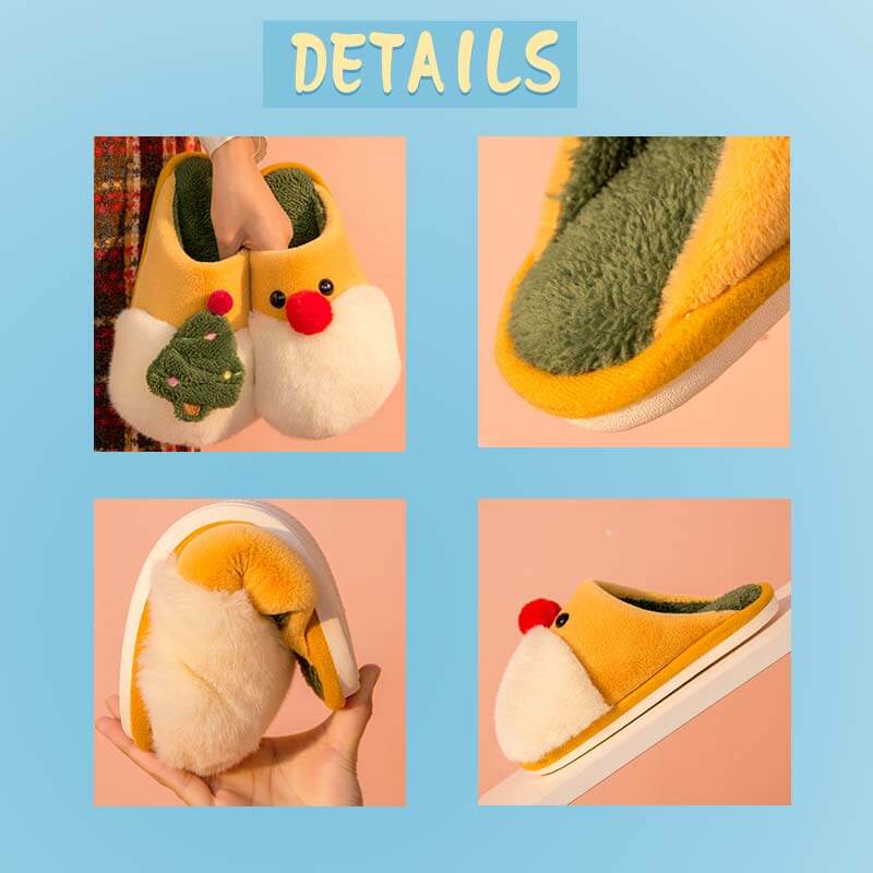 Cartoon Christmas Cute Plush Indoor Warm Non-slip Couple Slippers