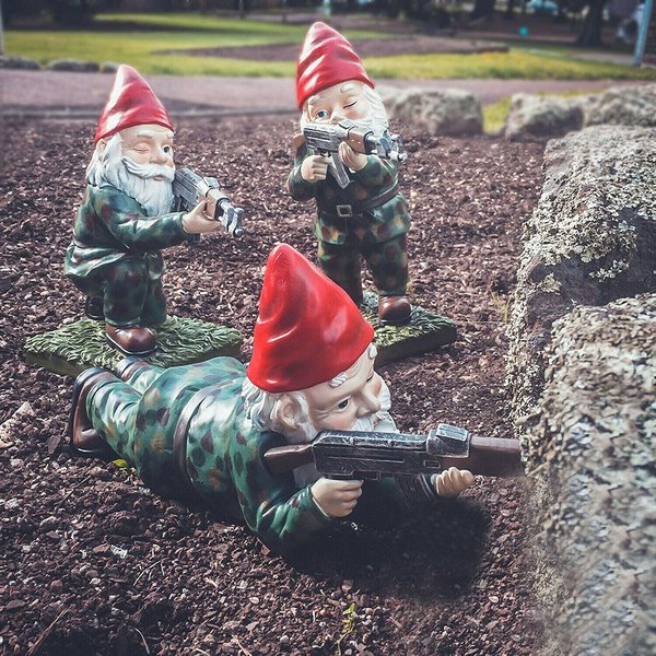 Funny Army Garden Gnome Statue