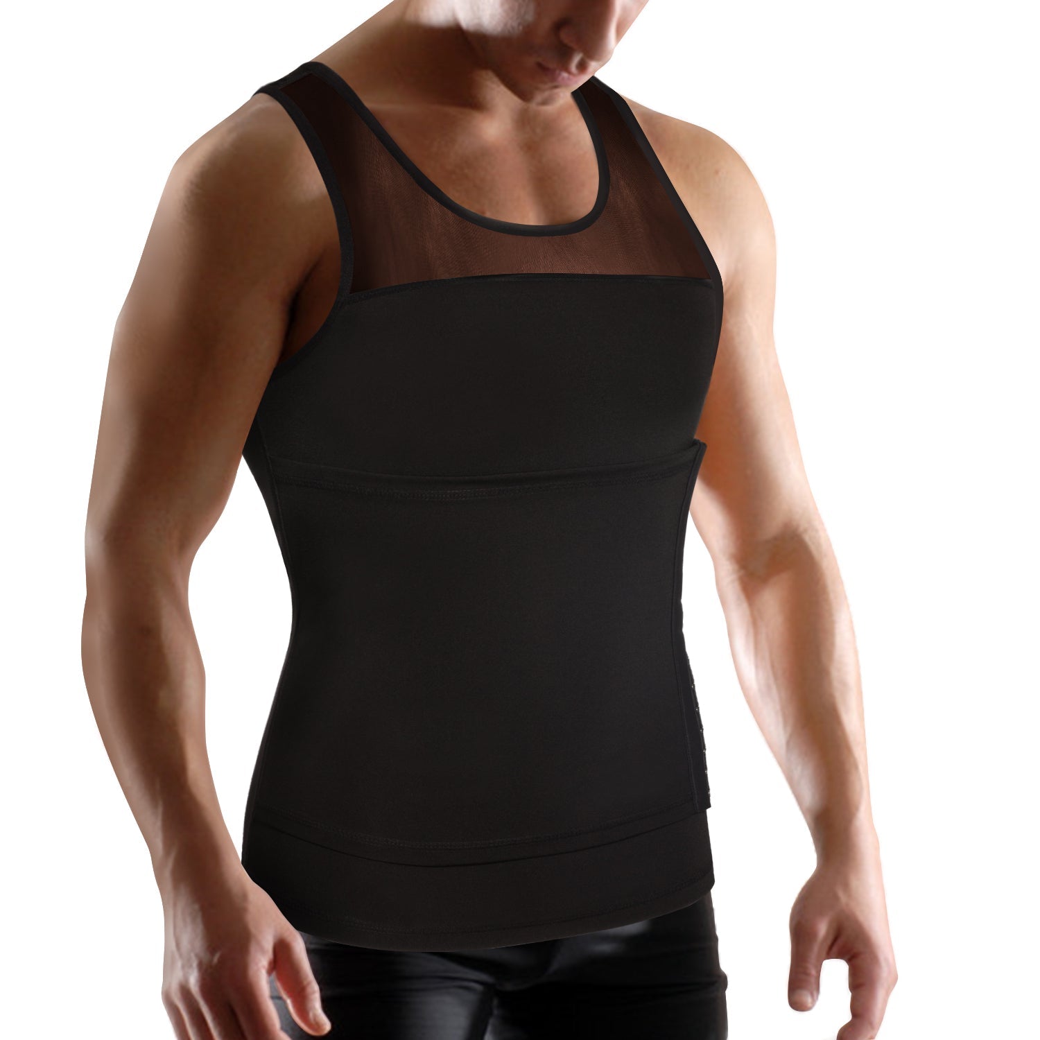 Black Compress Abdomen Vest Shaper Undershirt - Nebility