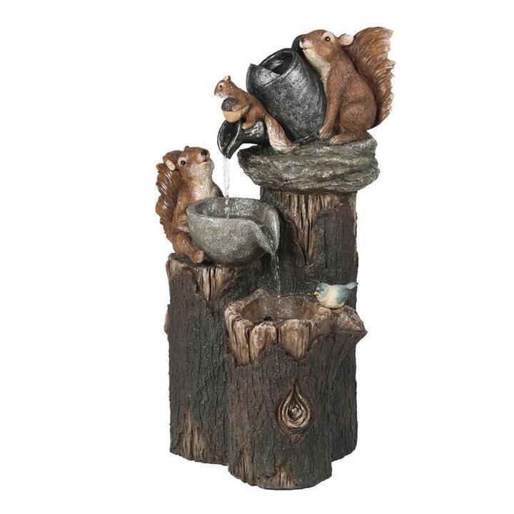 Suzlly Solor Power Willapa Resin Duck Family Patio Fountain