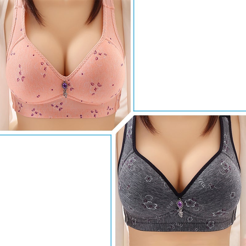 Thin section without rims Big Breast Small Vest Soft and Comfortable Push Up Bra