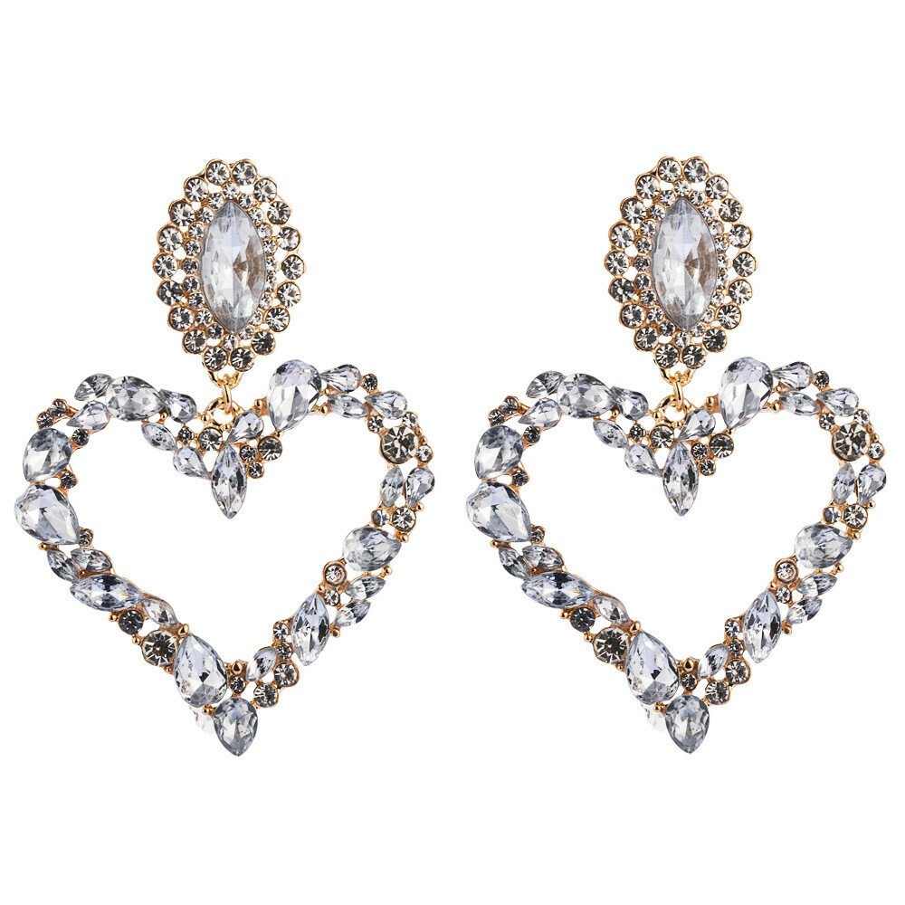 Heart-shaped diamond earrings