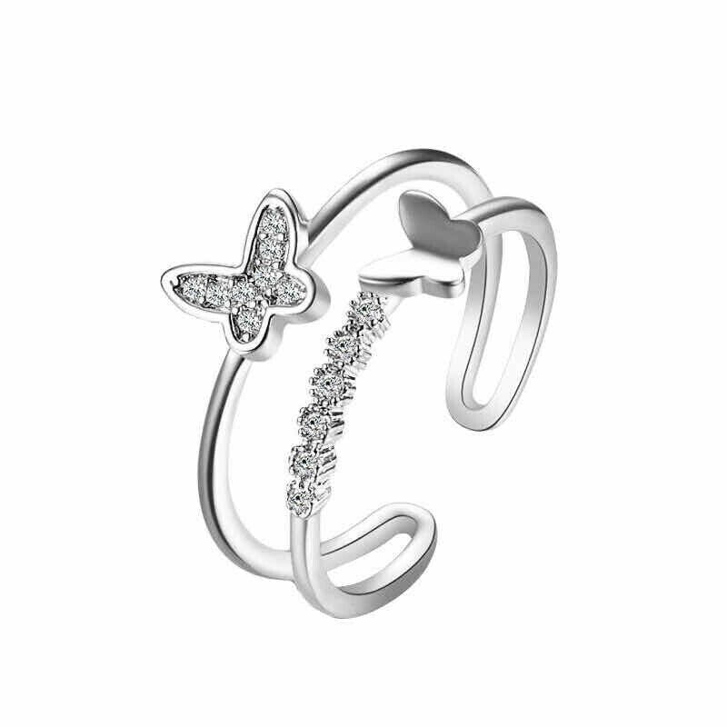 Diamond-studded Temperament Butterfly Ring