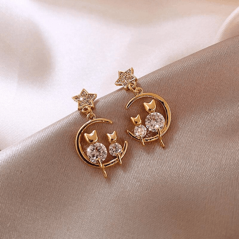 Cat & Moon Earrings