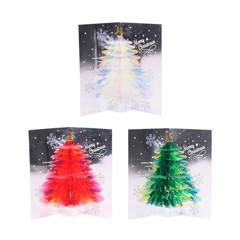 Sparkling 3d Eco-Friendly Christmas Tree Greeting Card 