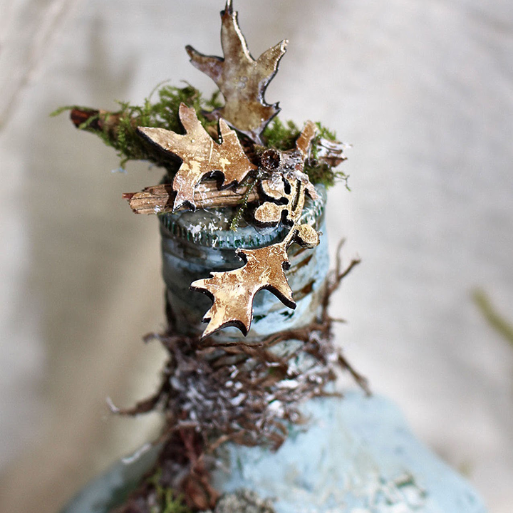 Altered Art Bottle - Mystical forest stories