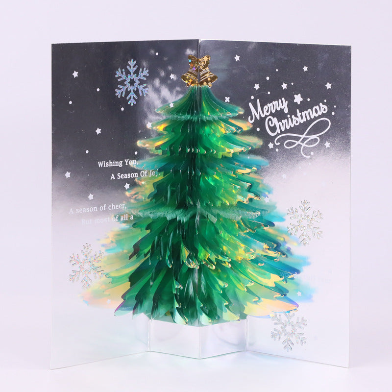 Sparkling 3d Eco-Friendly Christmas Tree Greeting Card 