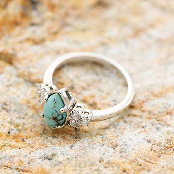 Cut Turquoise Diamond Decoration Set Ring