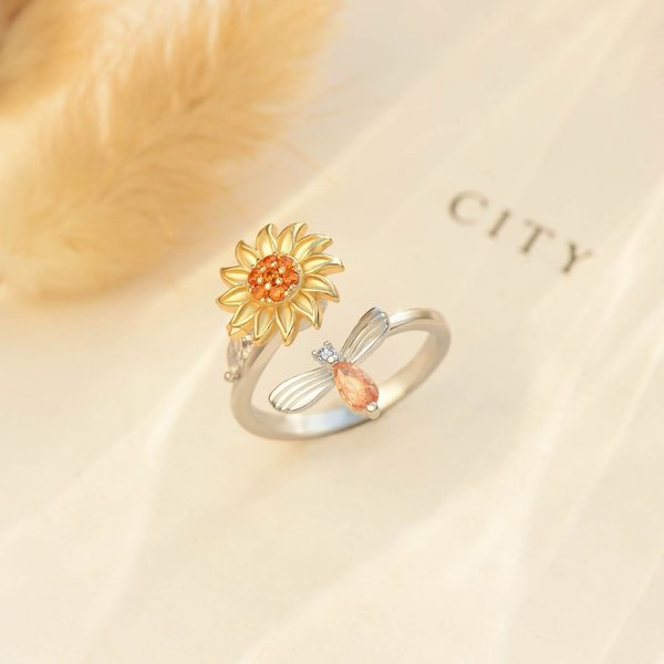 🔥Promotion 50% OFF🎁💕To My Daughter 👧 Sunflower Fidget Ring💕