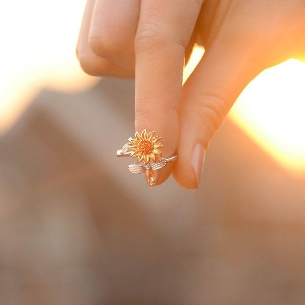 🔥Promotion 50% OFF🎁💕To My Daughter 👧 Sunflower Fidget Ring💕