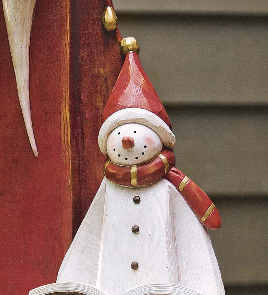 Santa And Snowman Sculpture With Solar Lantern