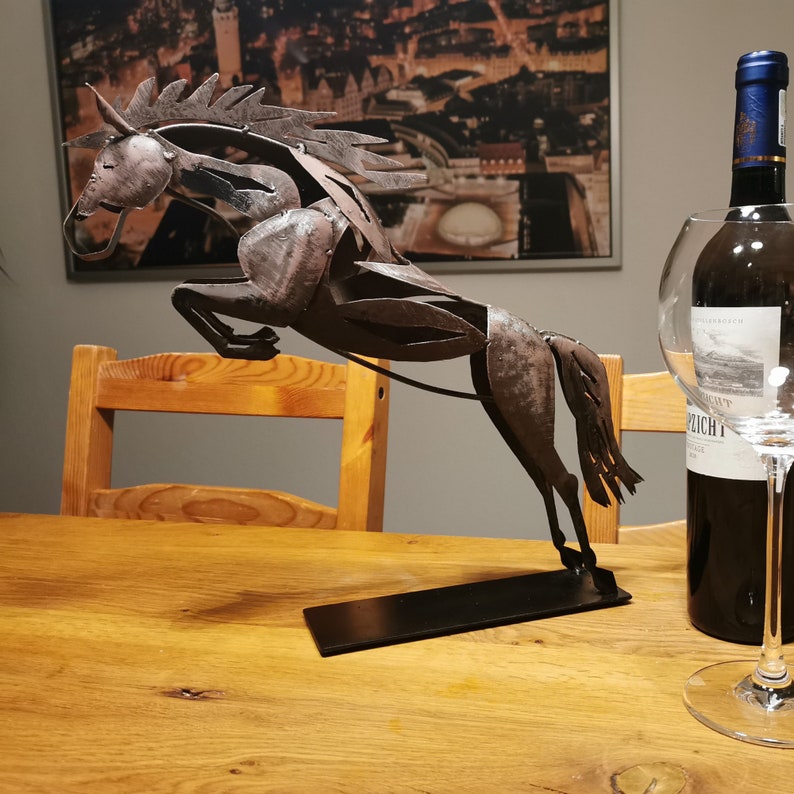 Handmade Metal Stallion Horse Sculpture