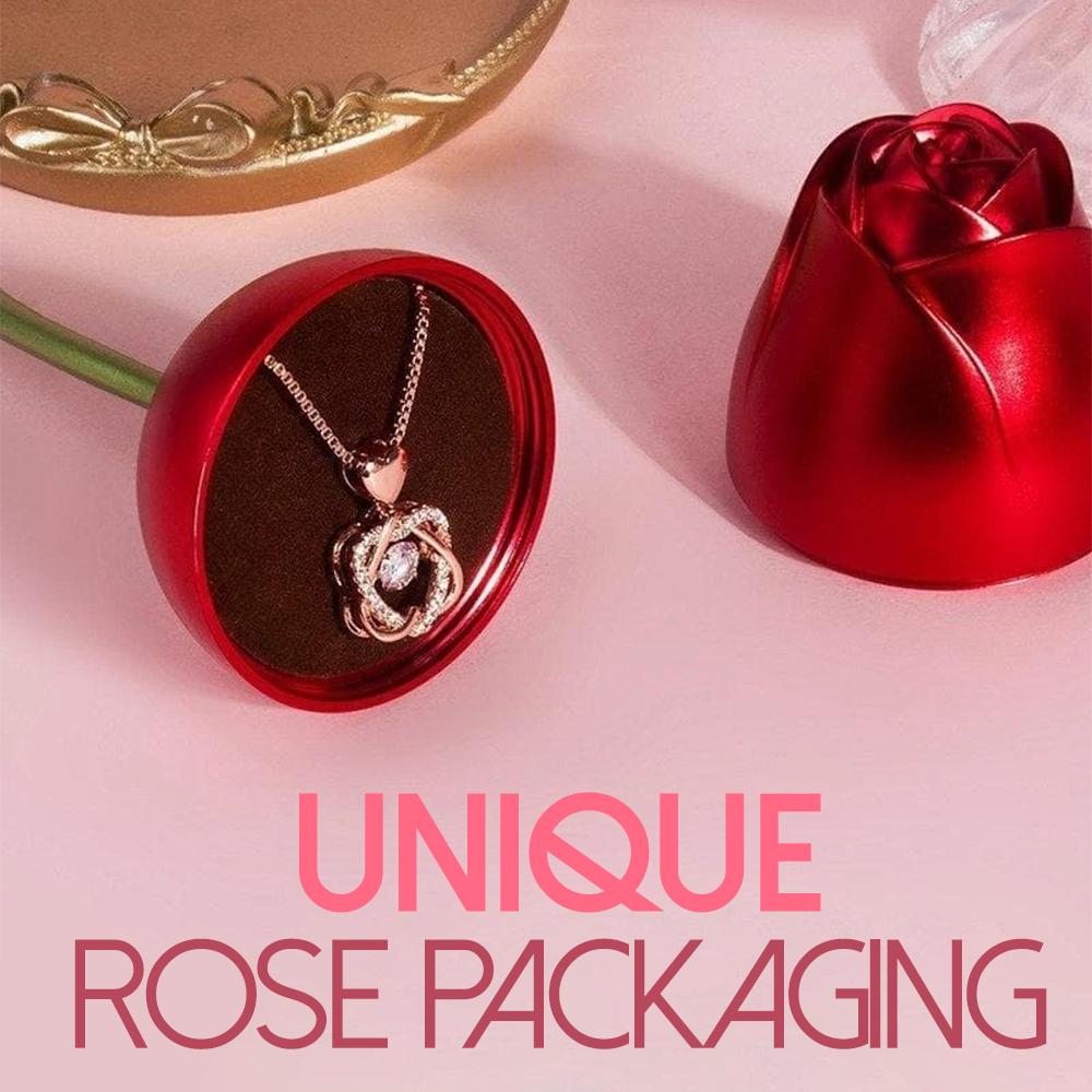 Rose & Necklace Gift Set Jewelry DazzlingBreeze Necklace + Rose Gift Box Gold 