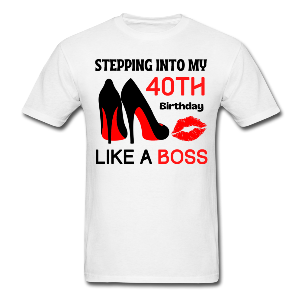 STEPPING 40 BLACK HEELS UNISEX SHIRT - white